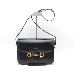 Celine Black Leather Shoulder Bag with Gold Accents